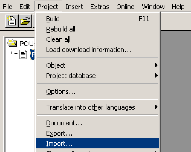 Import program to CoDeSys