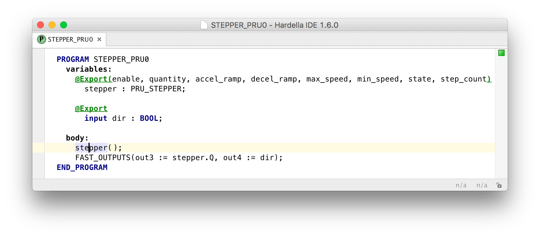 PRU program that controls step motor